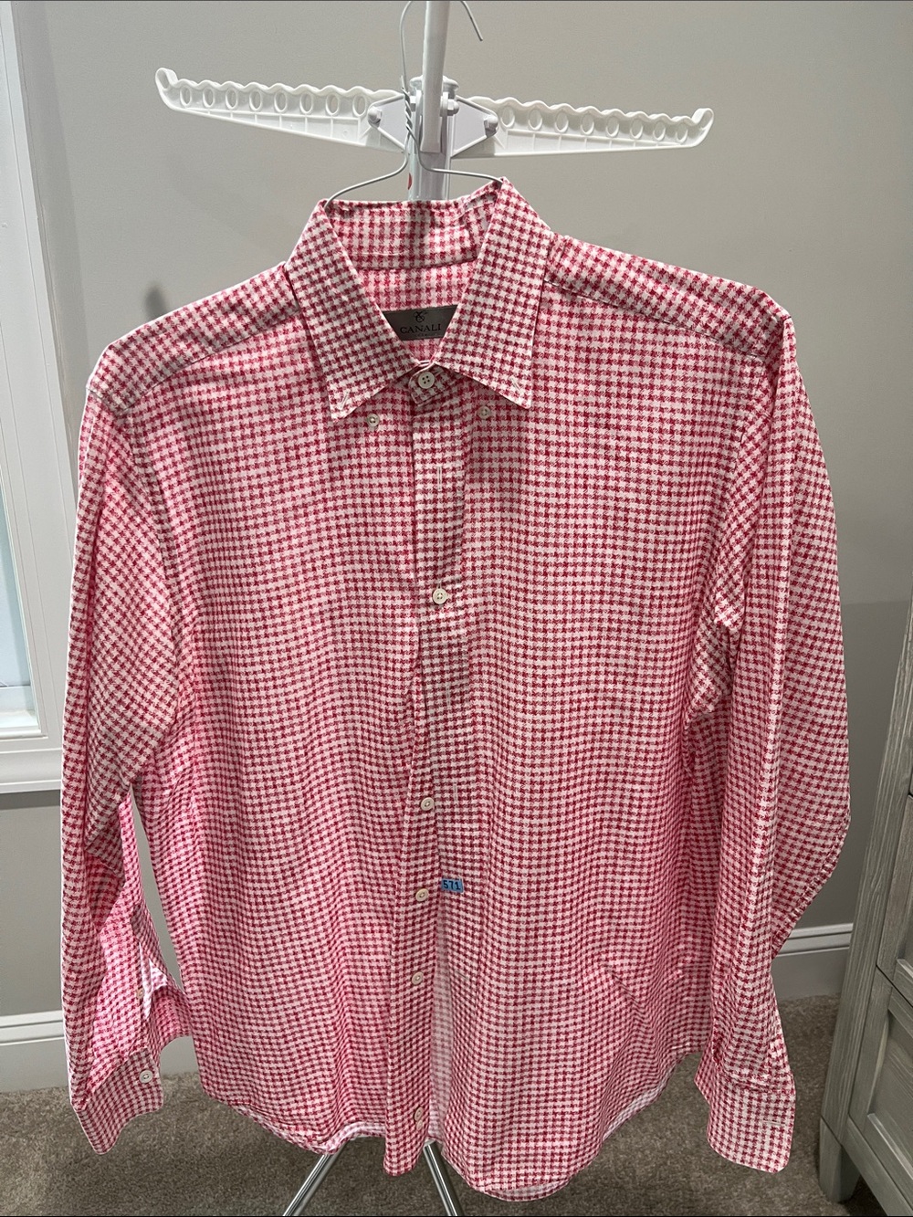 Canali Men's Red Check Button-Down Shirt